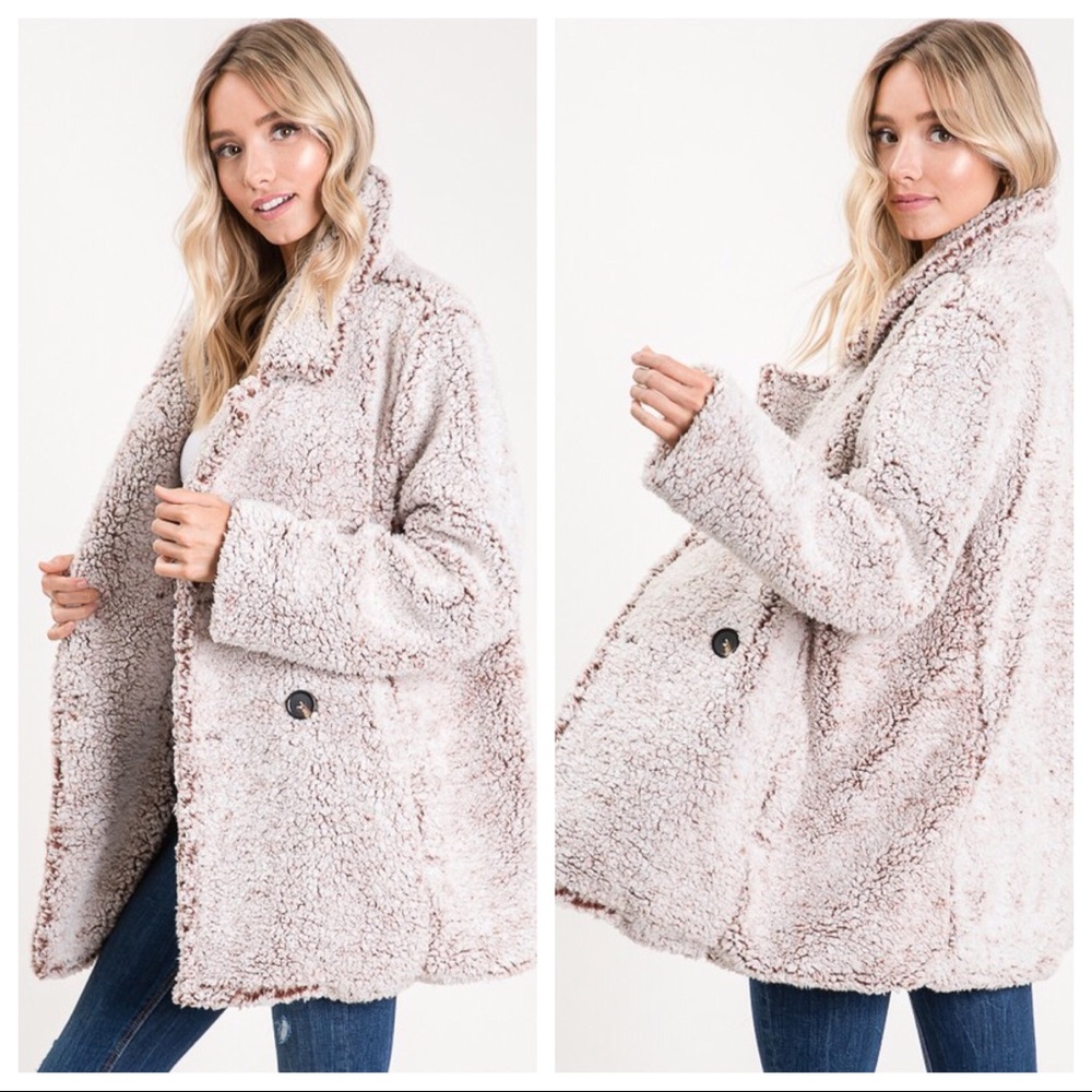 BLACK FRIDAY 🎄Teddy Bear Pea Coat-Mocha - Picture 6 of 8